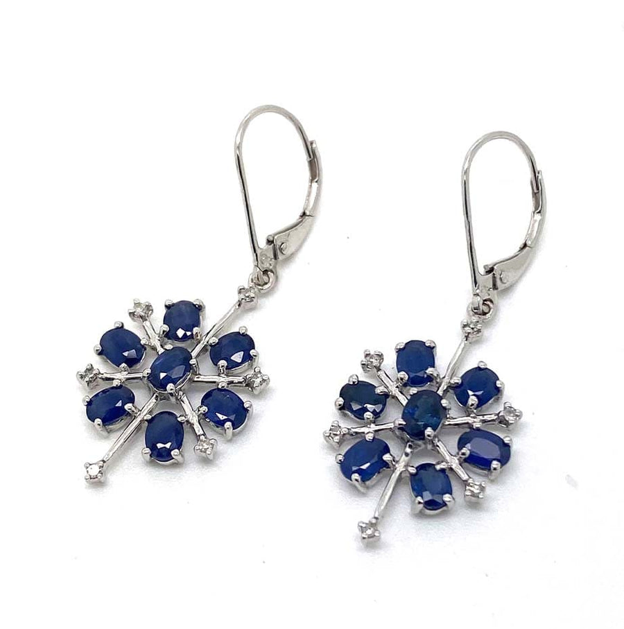 2000 Earrings Vintage 2000 2ct Sapphire Diamond Star Snowflake 9ct White Gold Earrings Mayveda Jewellery