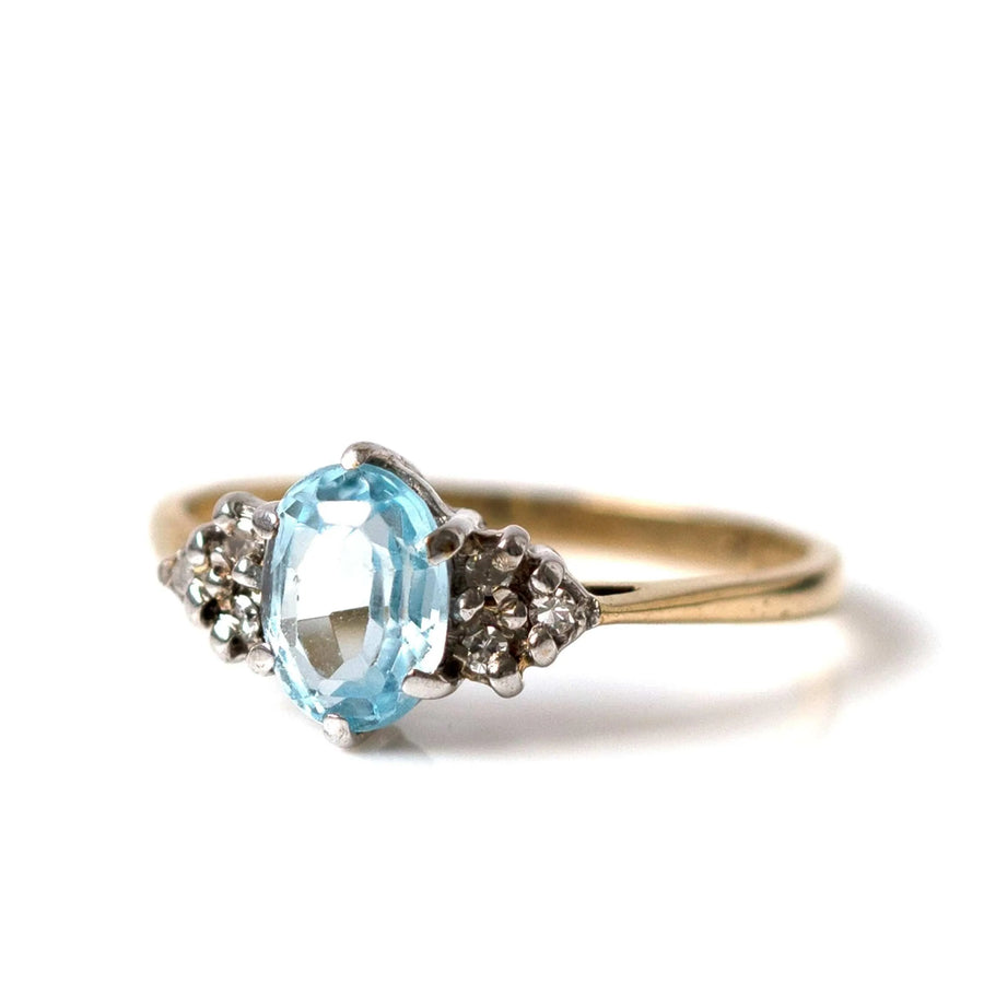 Blue Topaz Diamond 9ct Gold Ring - Mayveda Jewelry