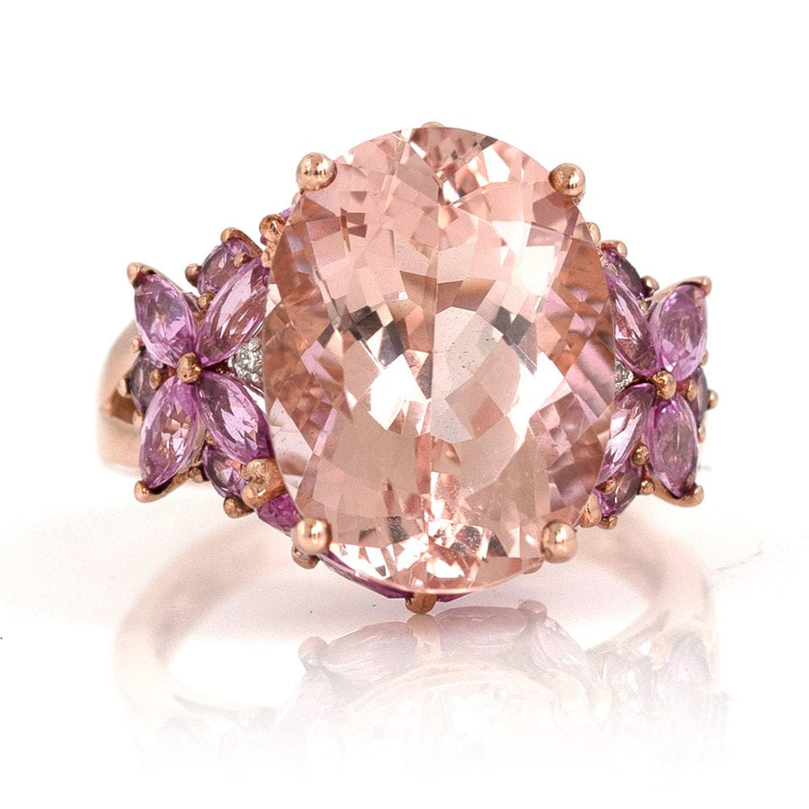 2000 Rings Morganite Pink Sapphire Diamond 9ct Rose Gold Ring Mayveda Jewellery