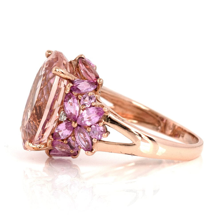 2000 Rings Morganite Pink Sapphire Diamond 9ct Rose Gold Ring Mayveda Jewellery