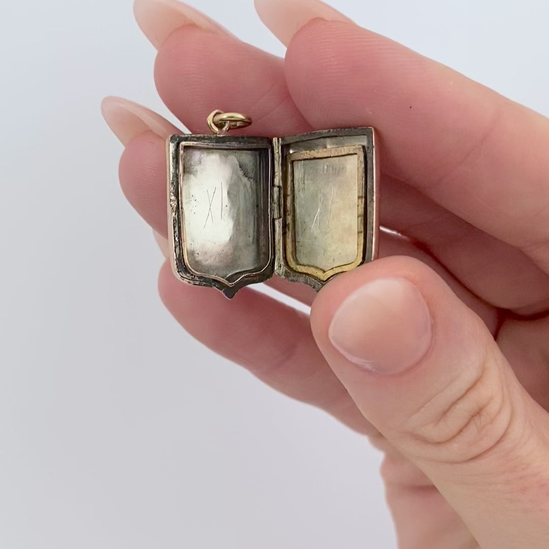 Antique Victorian Shield 9ct Gold Locket Necklace, video