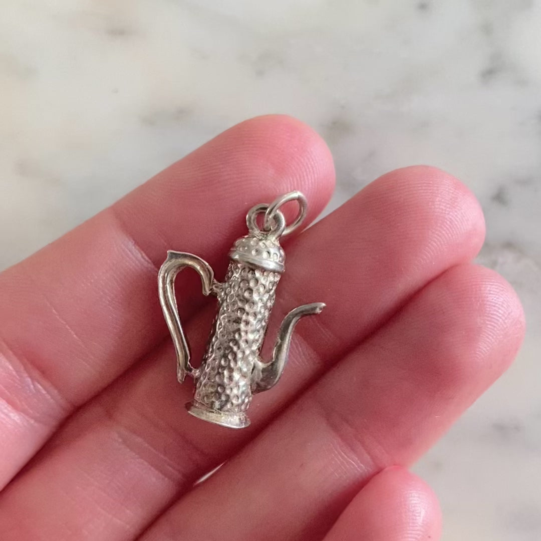 Vintage 1970s Silver Tea Pot Charm Necklace, video