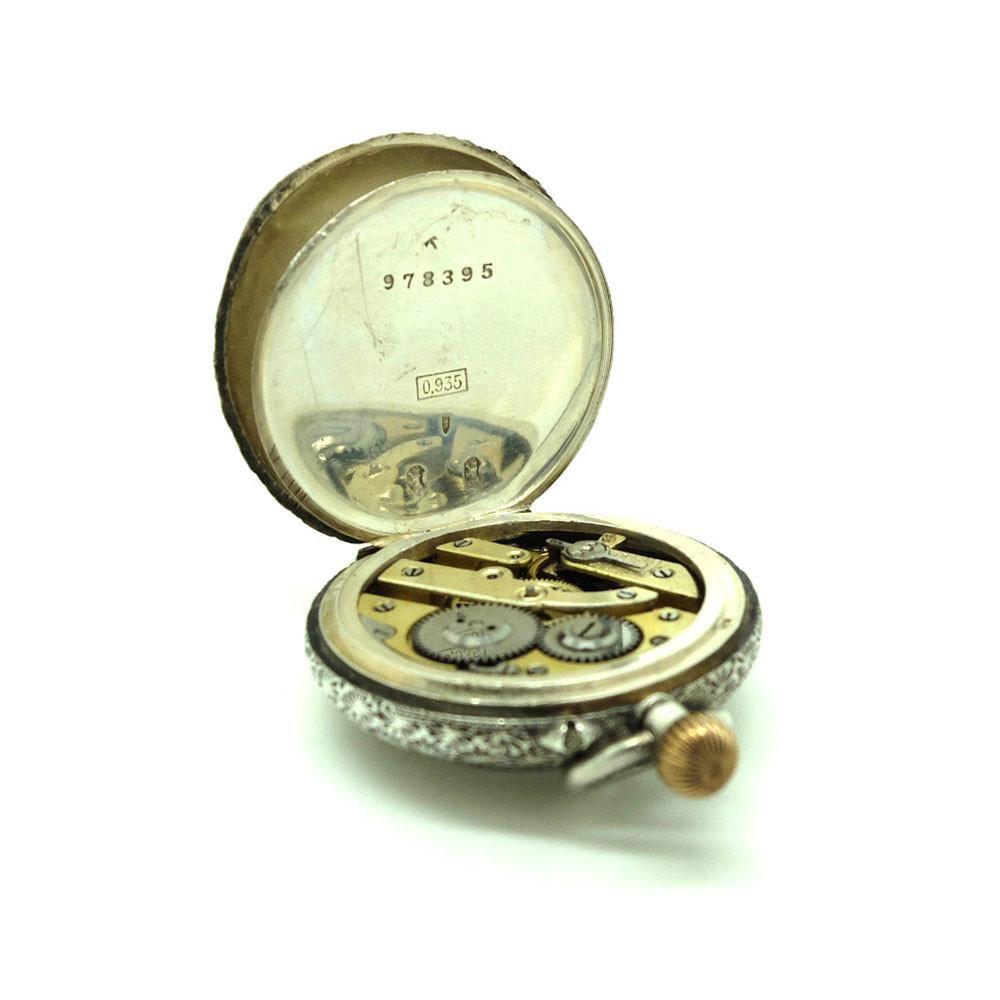Antique 1888 Swiss Sterling Silver & Gold Pocket Watch, view 6