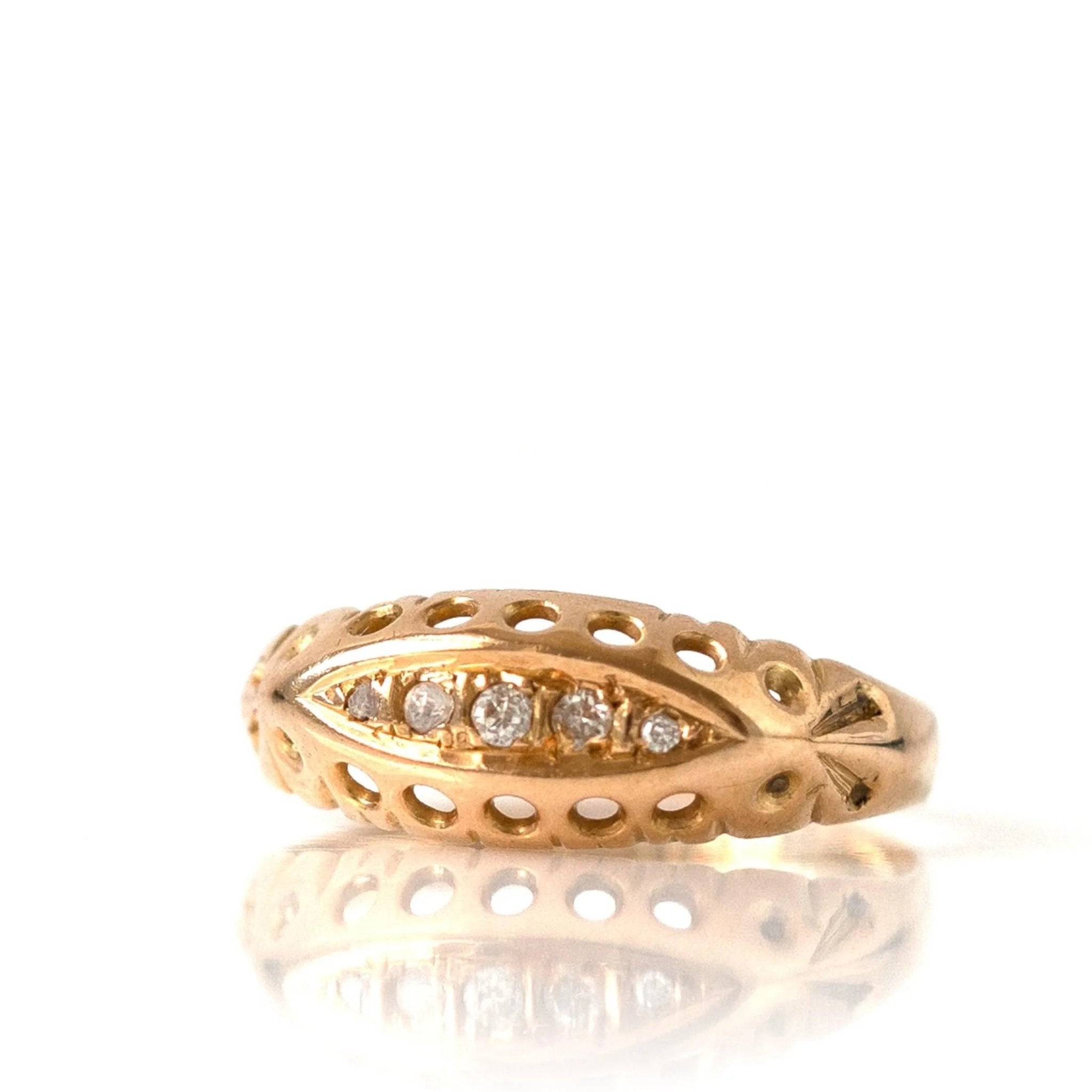 Edwardian 1912 Five-Stone Diamond 18K Yellow Gold Antique Engagement Ring