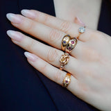Antique 1914 Diamond Ruby 9ct Gold Gypsy Star Ring