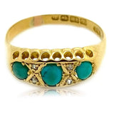 Antique 1914 Turquoise Diamond 18ct Gold Ring