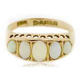 Antique 1916 Five Stone Opal 9ct Gold Ring