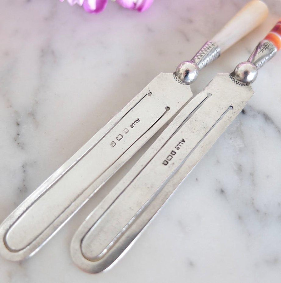 Antique Art Deco 1925 Silver Banded Agate Bookmark