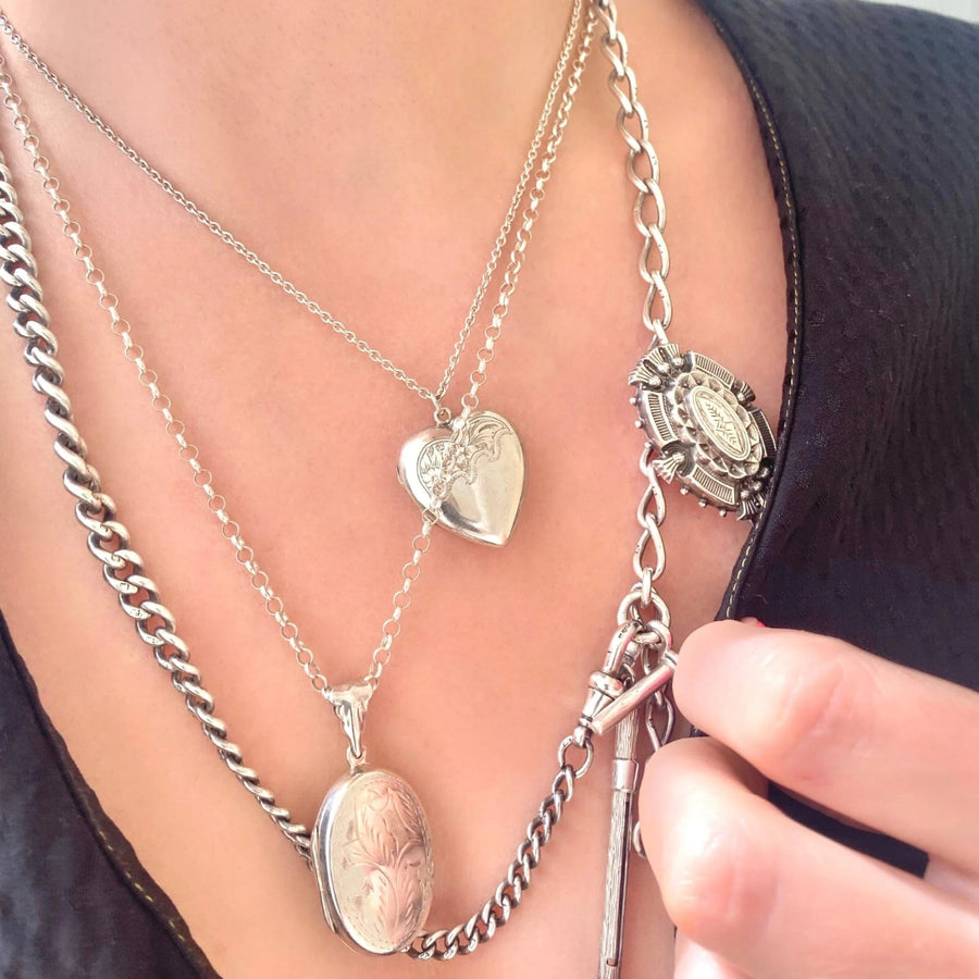 Antique c.1900 Sterling Silver Albert Watch Chain