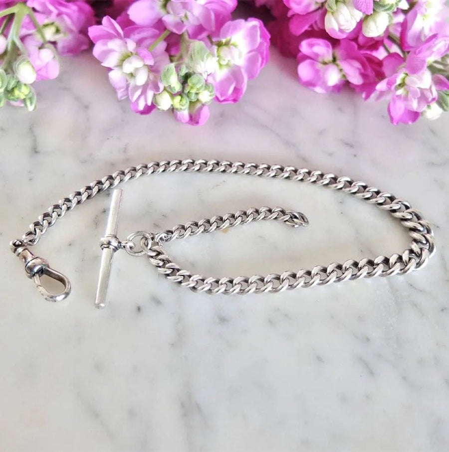 Antique c.1900 Sterling Silver Albert Watch Chain