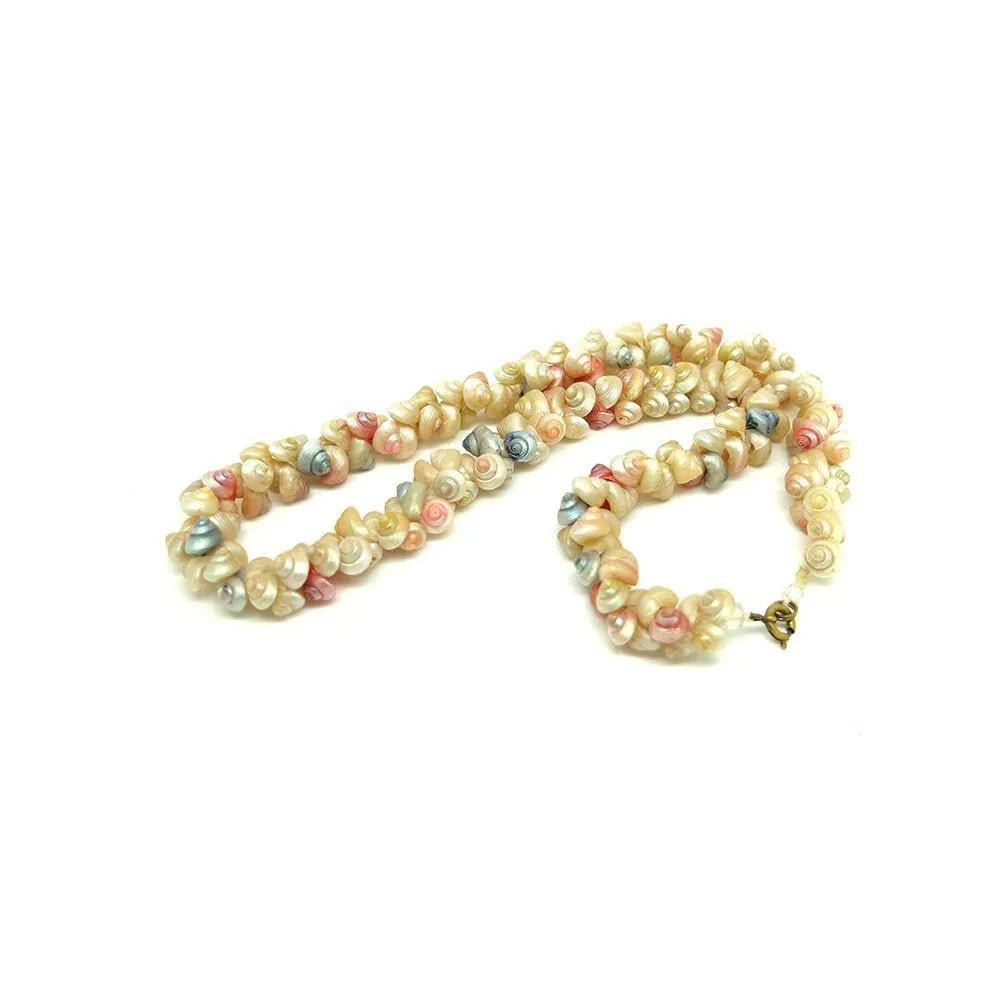 Victorian Pastel Dyed Shell Bead Antique Necklace, view 4