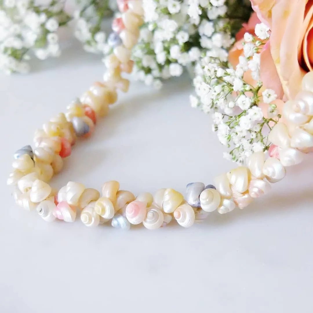 Victorian Pastel Dyed Shell Bead Antique Necklace, view 2