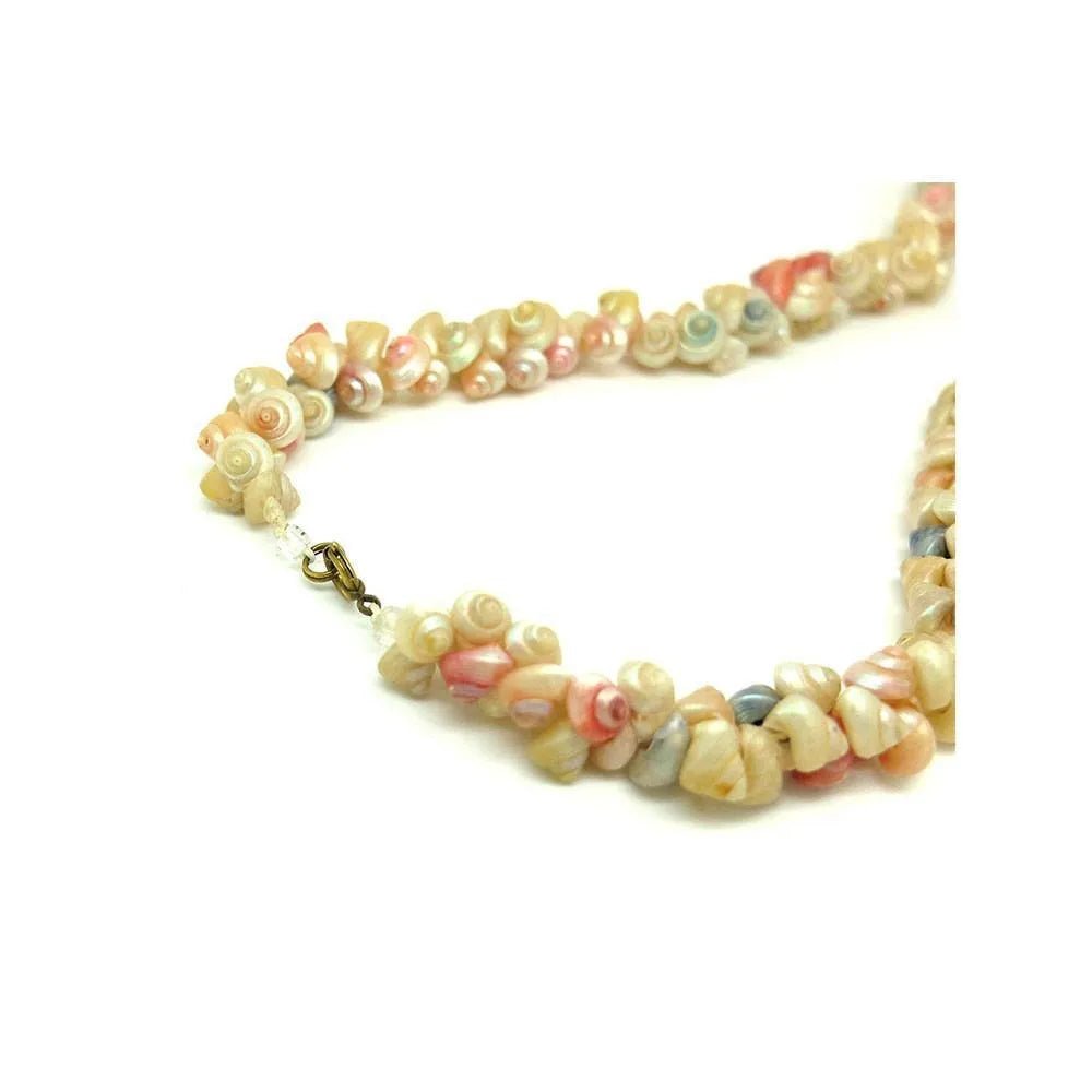 Victorian Pastel Dyed Shell Bead Antique Necklace, view 5