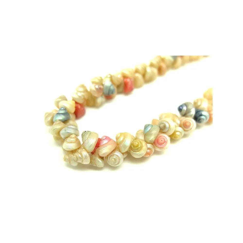 Victorian Pastel Dyed Shell Bead Antique Necklace, view 6