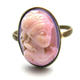 Antique Edwardian 1910 Cameo Pink Ring