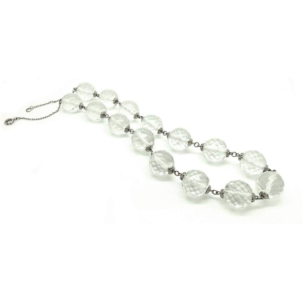 Collares antiguos eduardianos de plata con cuentas facetadas de 1910