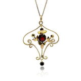 Antique Edwardian 9ct Gold Garnet Necklace