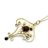 Antique Edwardian 9ct Gold Garnet Necklace