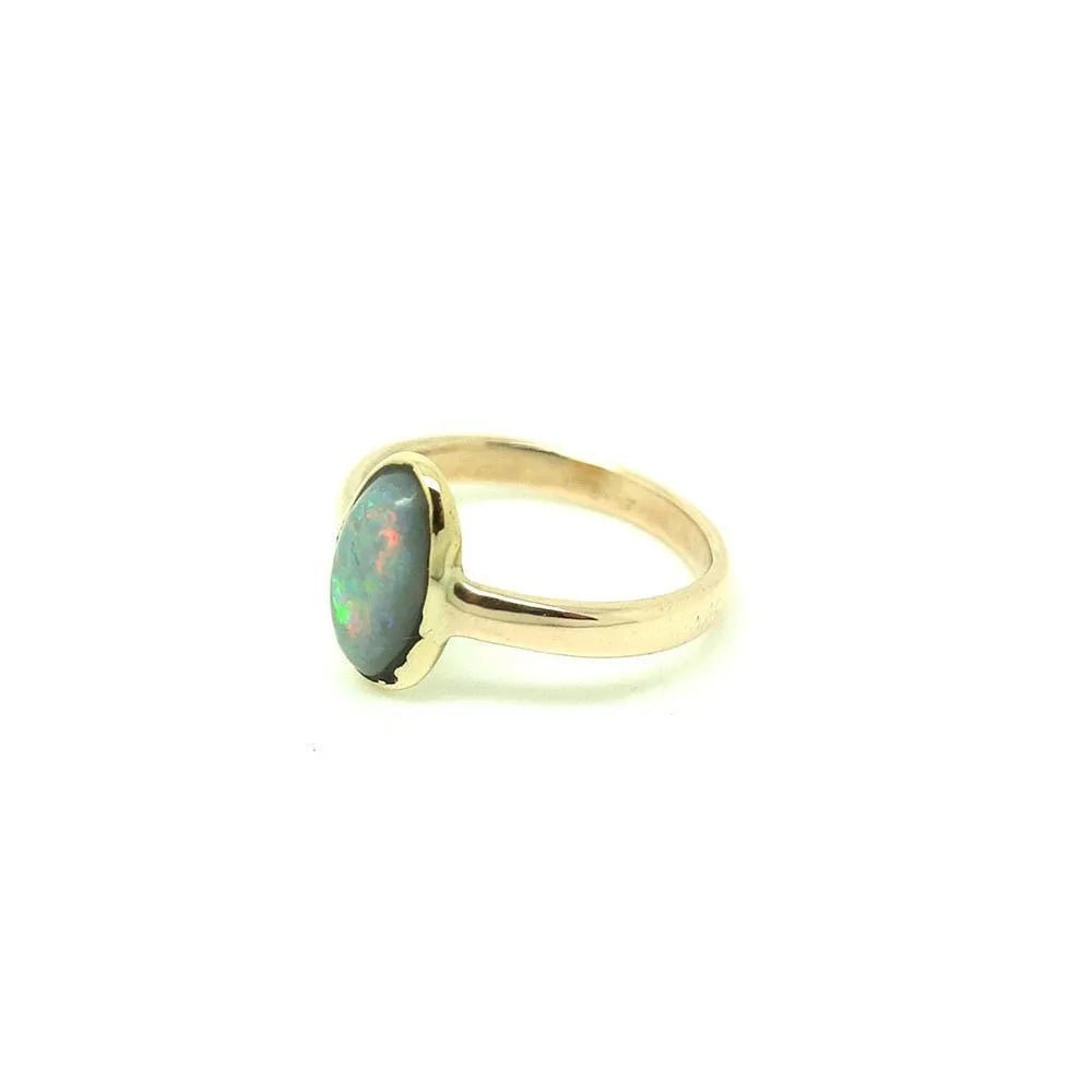 Anillo de dedo meñique de 9 quilates con ópalo de oro rosa de 9 quilates de estilo eduardiano antiguo, view 4