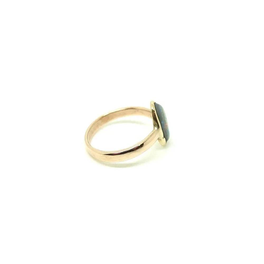 Anillo de dedo meñique de 9 quilates con ópalo de oro rosa de 9 quilates de estilo eduardiano antiguo, view 6