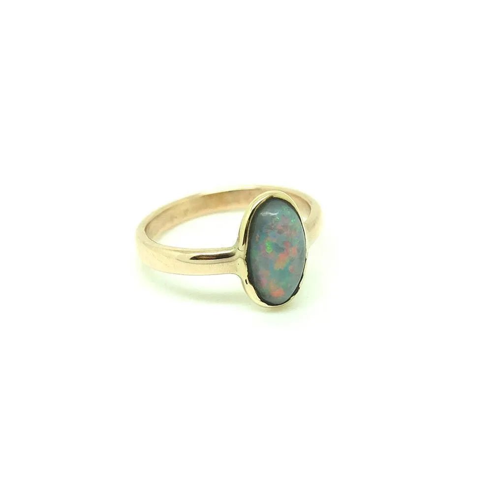 Anillo de dedo meñique de 9 quilates con ópalo de oro rosa de 9 quilates de estilo eduardiano antiguo, view 5