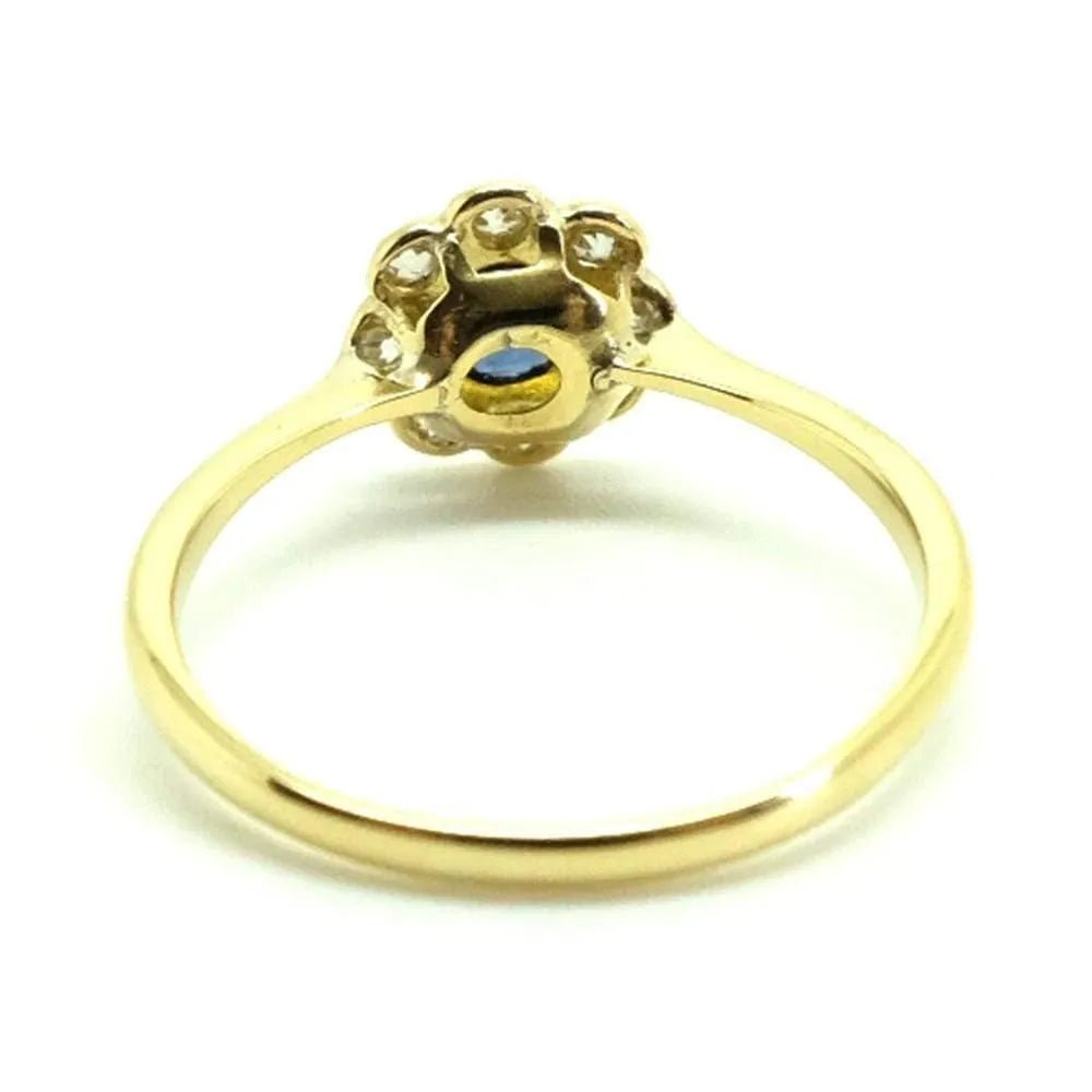 Antique Edwardian Ceylon Sapphire 18ct Diamond Daisy Ring, view 4