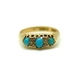Antique Edwardian Diamond & Turquoise 9ct Gold Ring