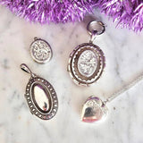 Antique Edwardian Engraved Silver Locket Necklace