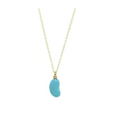 Antique Edwardian Pale Blue Enamel Lucky Kidney Bean Charm Necklace