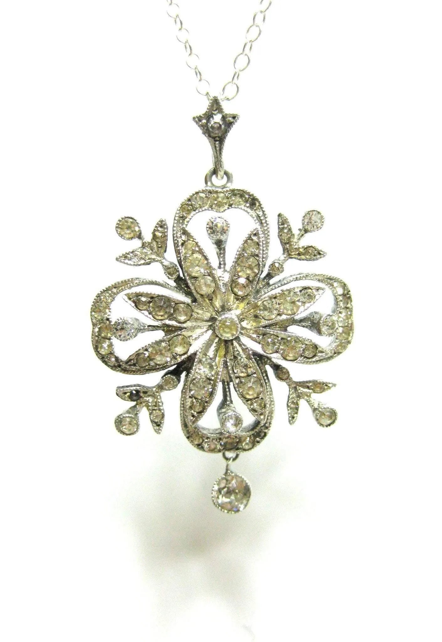 Antique Edwardian Paste Silver Pendant