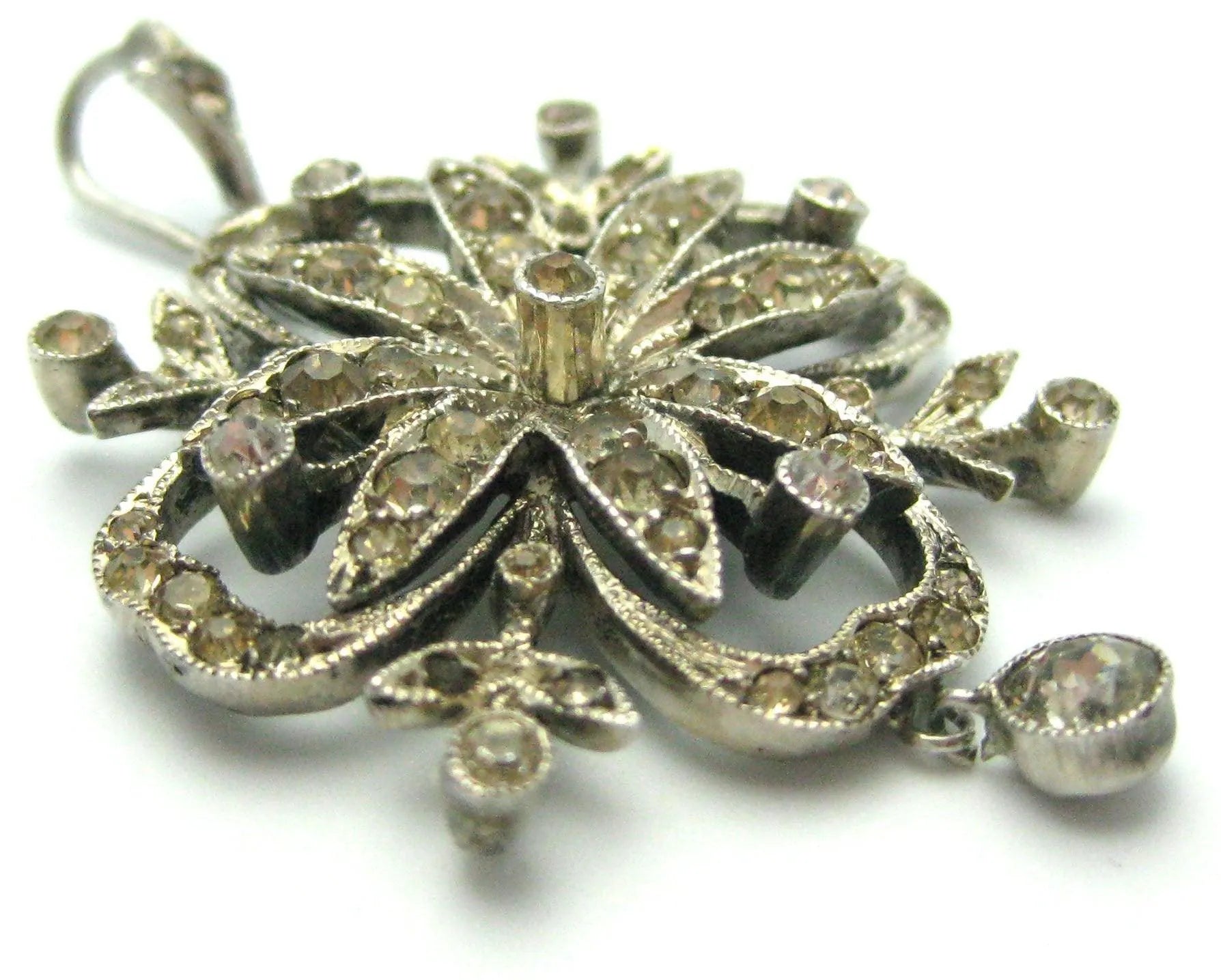 Antique Edwardian Paste Silver Pendant, view 4
