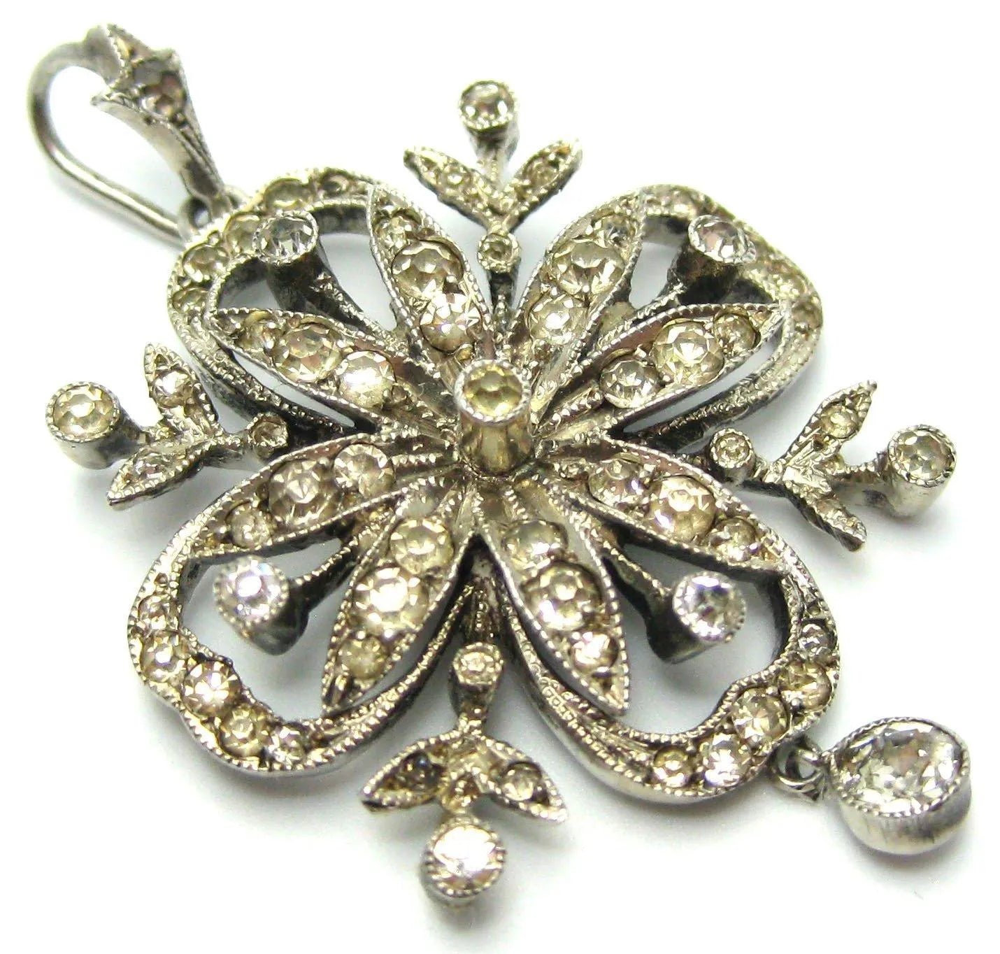 Antique Edwardian Paste Silver Pendant, view 3
