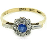Antique Edwardian Sapphire Diamond 18ct Gold Ring