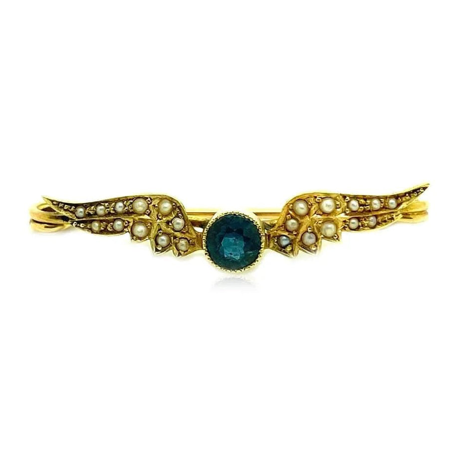 Antique Edwardian Tourmaline 15ct Gold Brooch