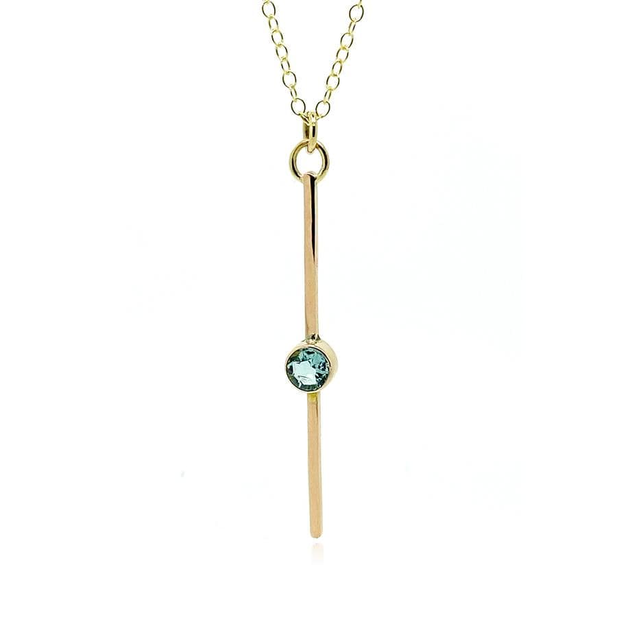 Collar de barra de oro de 9 quilates con aguamarina de 1919 de Jorge V antiguo