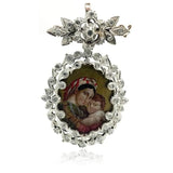 Antique Georgian 1.5ct Diamond Virgin Mary Jesus Brooch Necklace