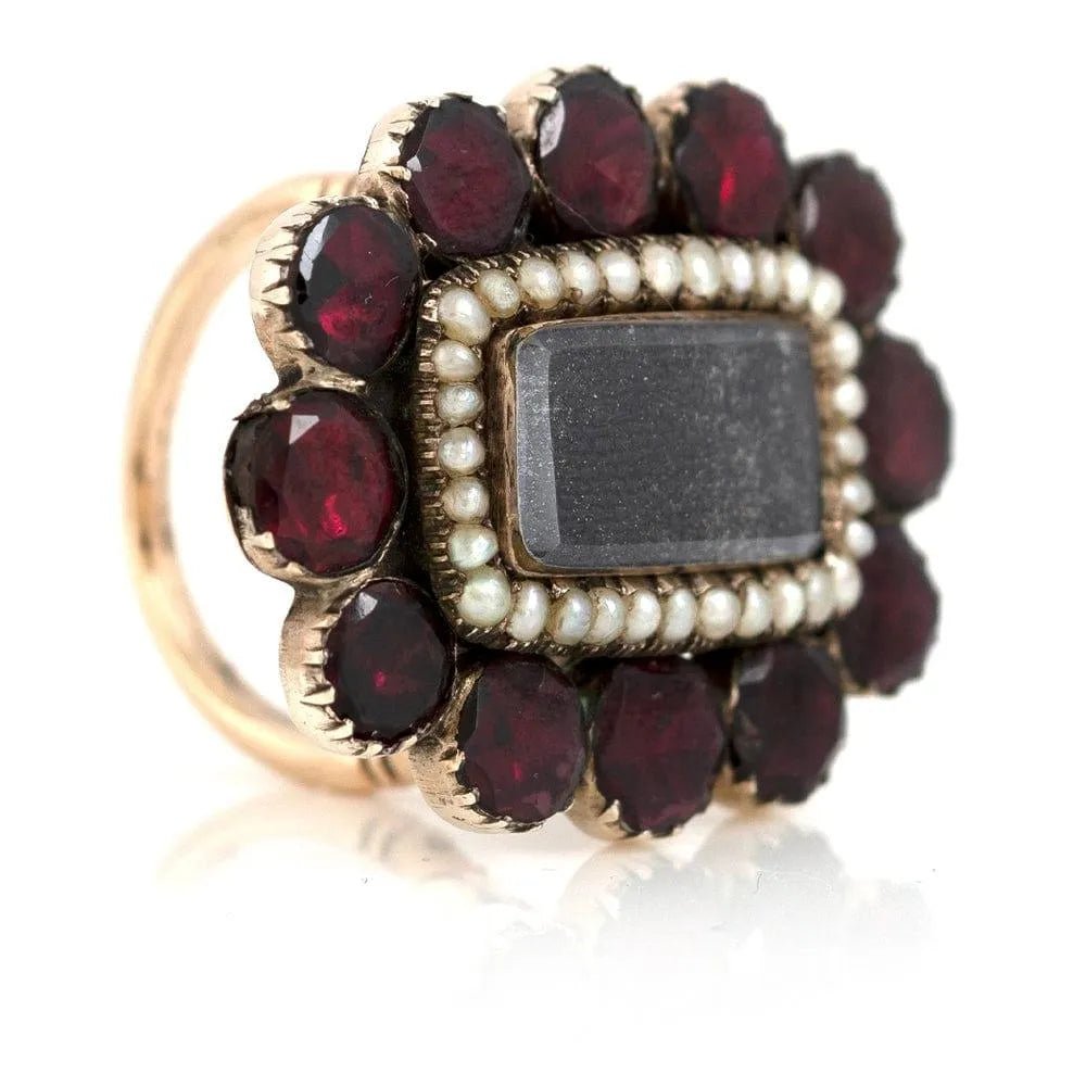Bague géorgienne antique en perles de grenat taillées, view 6