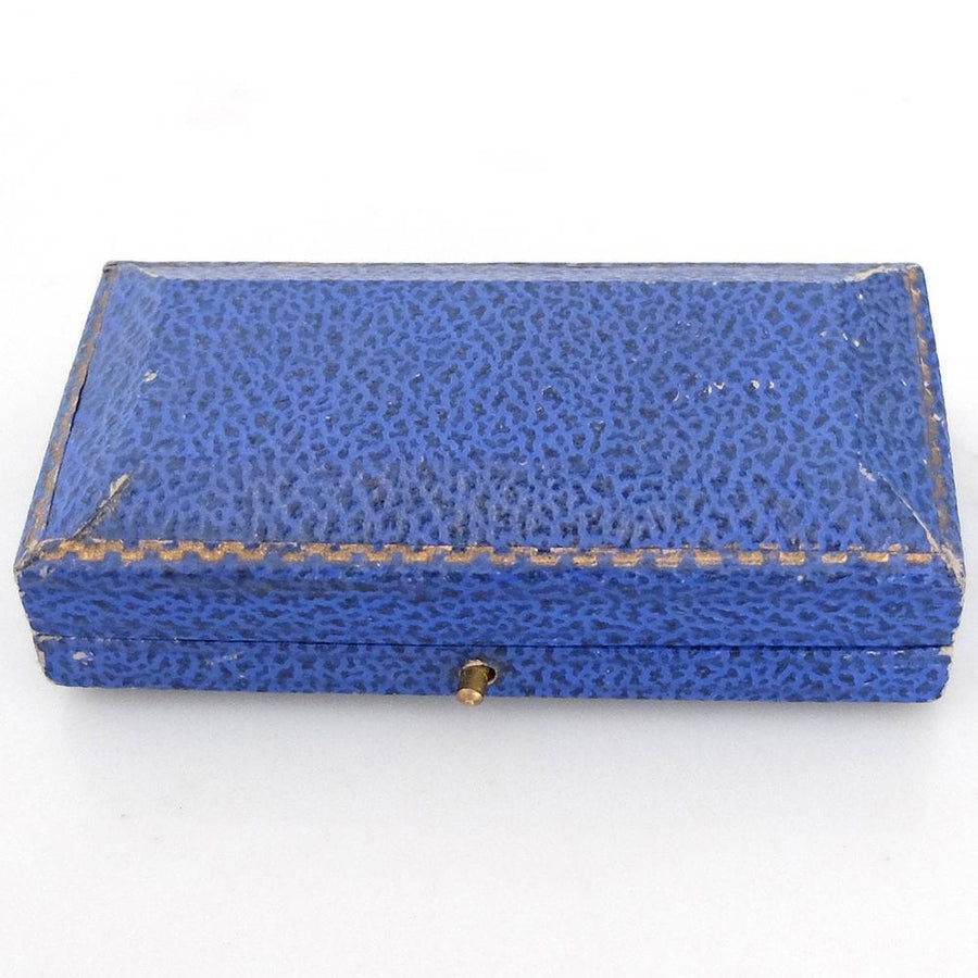 ANTIQUE Jewellery Box Antique Royal Blue Leather Jewellery Box