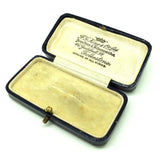 Antique Navy Blue Leather Brooch Jewellery Box