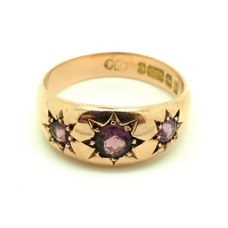 Reserved - Antique 1915 9ct Rose Gold Star Celestial Gypsy Ring
