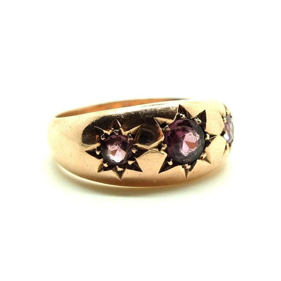 Reserved - Antique 1915 9ct Rose Gold Star Celestial Gypsy Ring