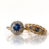Antique Victorian 0.85ct Sapphire Old Cut Diamond Ring