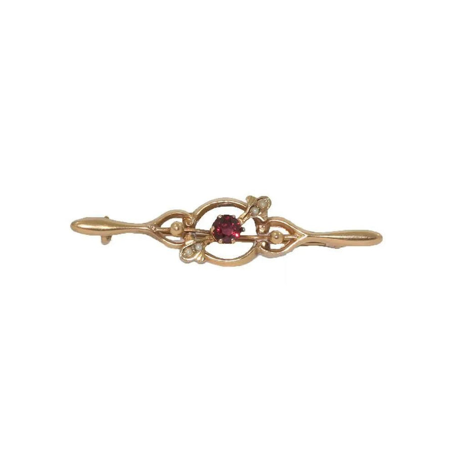 Antique Victorian (1837 - 1901) Gold Garnet Brooch