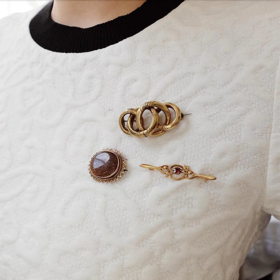 Antique Victorian (1837 - 1901) Gold Garnet Brooch
