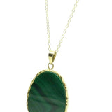 Antique Victorian (1837 - 1901) Scottish Moss Agate Slice Pendant Necklace