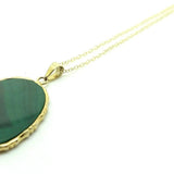 Antique Victorian (1837 - 1901) Scottish Moss Agate Slice Pendant Necklace