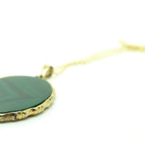 Antique Victorian (1837 - 1901) Scottish Moss Agate Slice Pendant Necklace