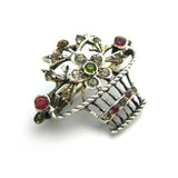 Antique Victorian (1837 - 1901) Sterling Silver Basket Brooch