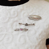 Antique Victorian (1837 - 1901) Sterling Silver Paste Leaf Brooch