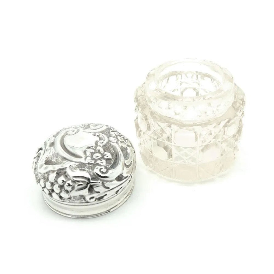 Antique Victorian 1837 Sterling Silver & Glass Jewellery Box